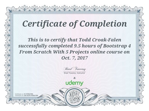 Bootstrap 4 Beta certificate